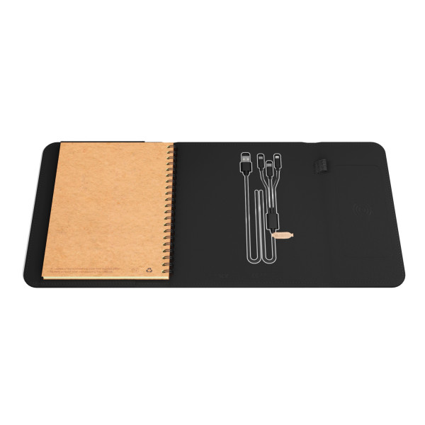 Carnet personnalisable avec logo lumineux et recharge sans fil 4000 mAh – Goodies entreprise BCM