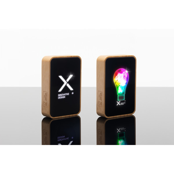 Batterie externe bambou 10 000 mAh MagSafe avec logo lumineux – Personnalisation BCM Goodies