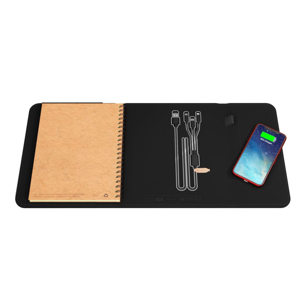 Carnet personnalisable avec logo lumineux et recharge sans fil 4000 mAh – Goodies entreprise BCM