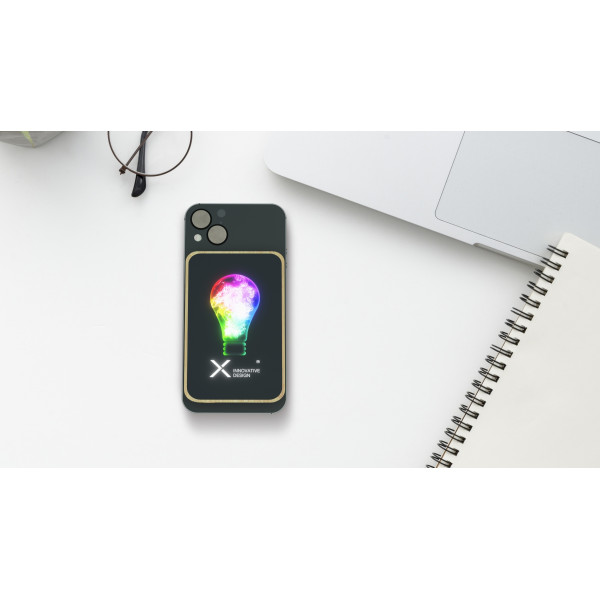 Batterie externe bambou 10 000 mAh MagSafe avec logo lumineux – Personnalisation BCM Goodies