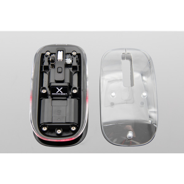 Souris sans fil transparente personnalisable avec logo lumineux – Cadeau d’entreprise B2B BCM Goodies