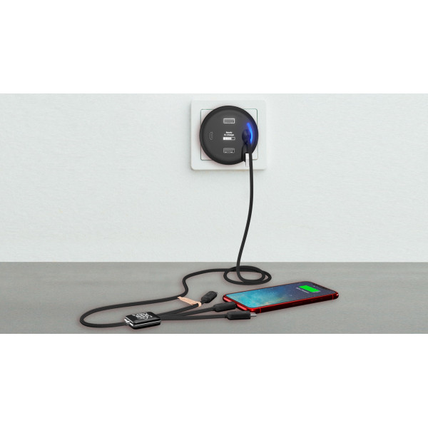 Chargeur USB personnalisé 20W avec 4 ports – Smart Charger idéal pour welcome pack et cadeaux d’entreprise