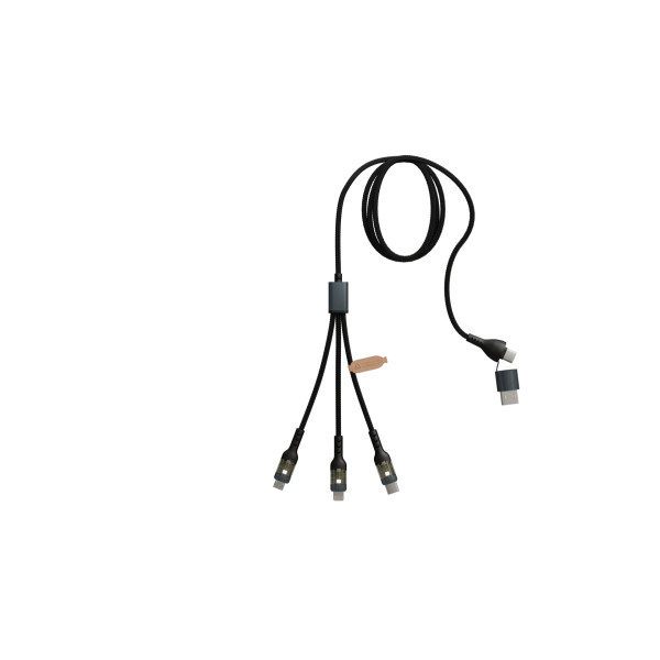 Support téléphone métal rotation 360° avec câble fast charge 5-en-1 gris sidéral – BCM Goodies
