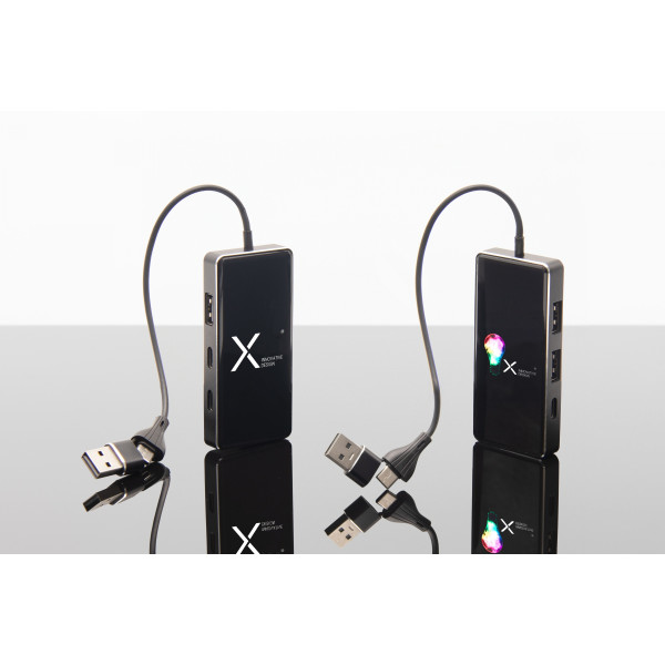 Hub lumineux USB / Type C personnalisable – Support de connexion multiports pour entreprises et événements professionnels