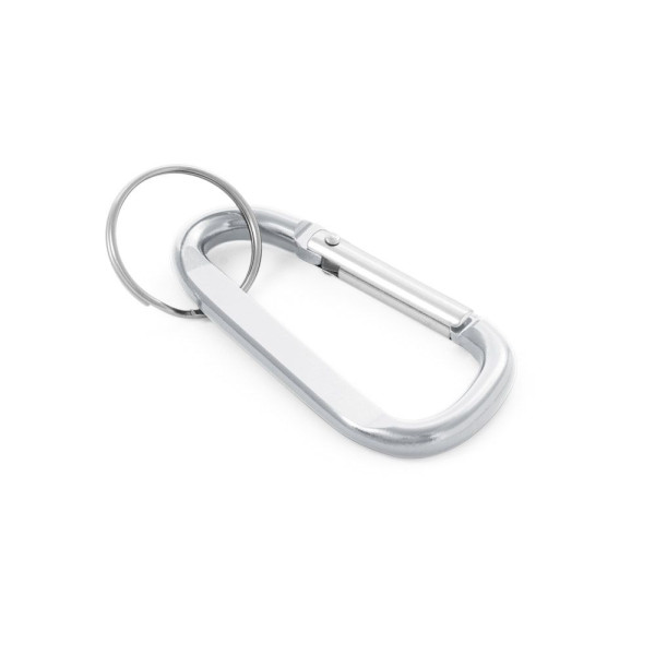 Mousqueton en aluminium MATTHEW avec anneau porte-clé - Accessoire publicitaire de qualité