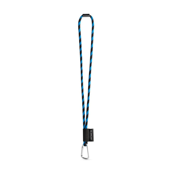 SET Lanière Tube Long (Ø 7 mm) avec mousqueton en forme de D de 55 mm et fermoir de sécurité Ø 7 mm + Porte-clés - Accessoire pe