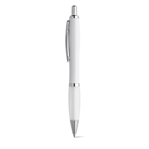 Stylo à bille personnalisable MOVE en ABS blanc avec clip en métal - BCM Goodies