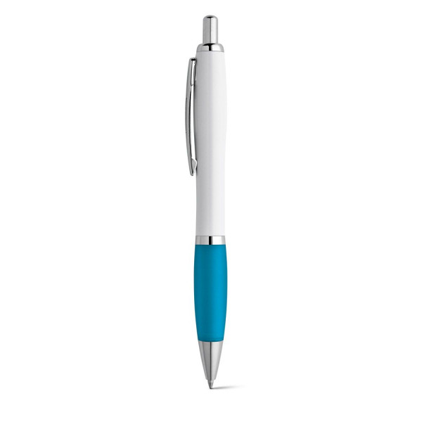 Stylo à bille personnalisable MOVE en ABS blanc avec clip en métal - BCM Goodies
