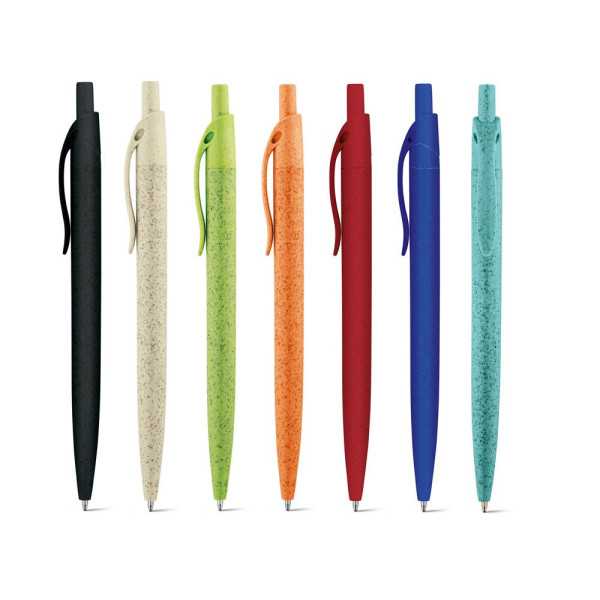 Stylo à bille CAMILA en fibre de paille de blé et ABS avec clip - BCM Goodies