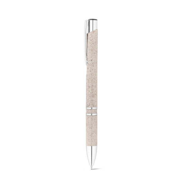 Stylo bille BETA WHEAT en paille de blé et ABS avec attache - Personnalisable avec logo