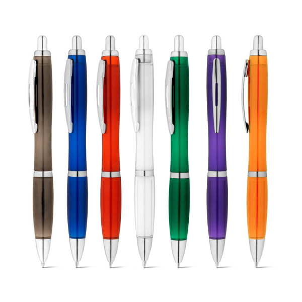 Stylo bille SWING rPET en PET recyclé avec attache métallique - BCM Goodies