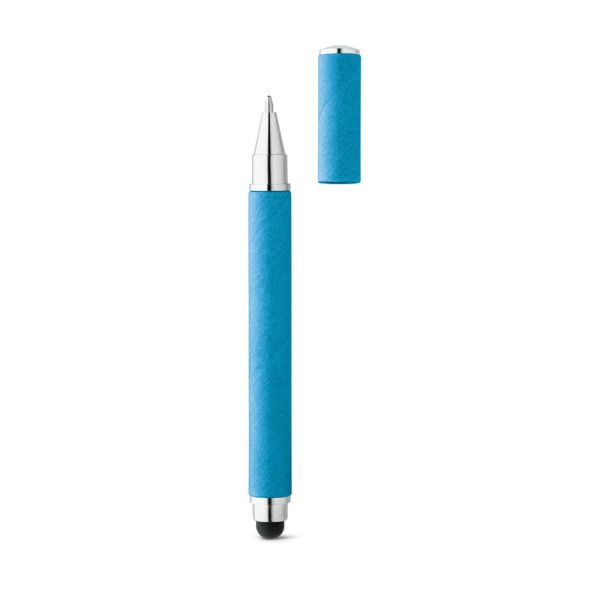 Stylo bille PAPYRUS en papier kraft et ABS avec pointe tactile - Objet publicitaire écologique