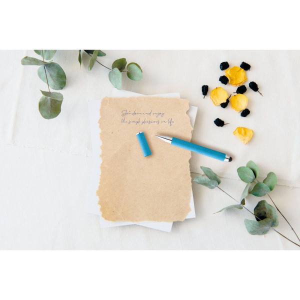 Stylo bille PAPYRUS en papier kraft et ABS avec pointe tactile - Objet publicitaire écologique