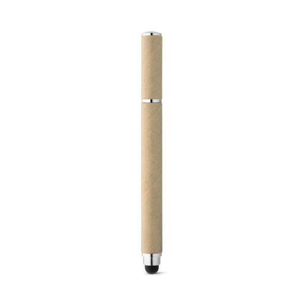 Stylo bille PAPYRUS en papier kraft et ABS avec pointe tactile - Objet publicitaire écologique