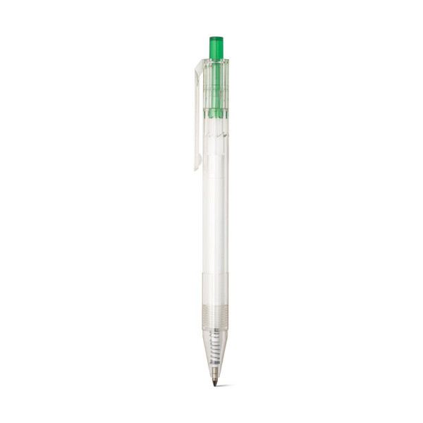 Stylo personnalisable en rPET avec bouton coloré - BCM Goodies