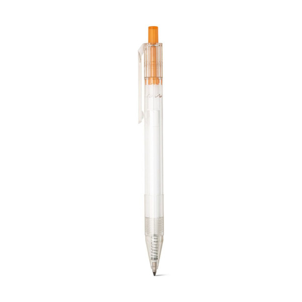 Stylo personnalisable en rPET avec bouton coloré - BCM Goodies