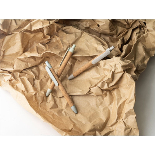 Stylo à bille GOYA en liège et fibre de paille de blé - Objet publicitaire écologique pour entreprise