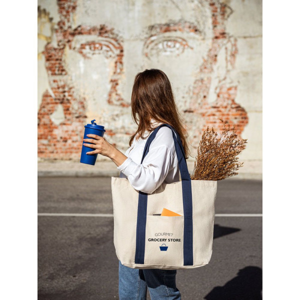 Sac en toile 100% coton avec poche frontale et intérieure (280 g/m²) - VILLE - BCM Goodies