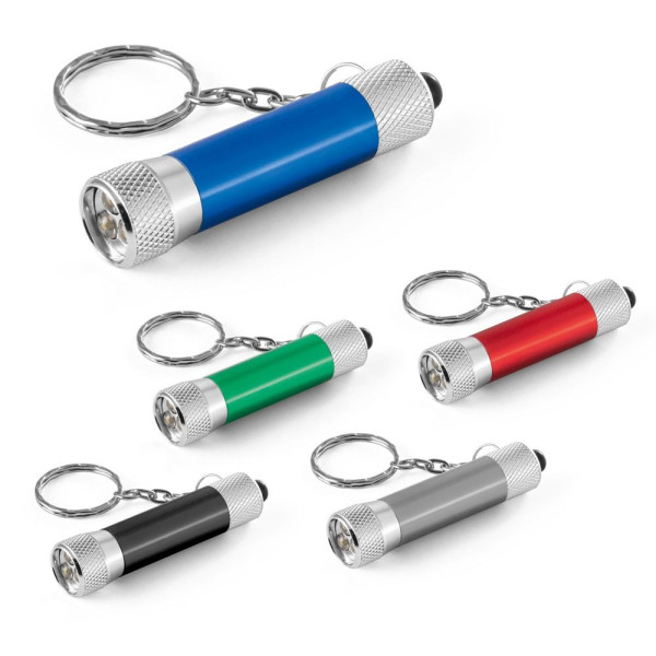 Porte-clés LERGAN en aluminium avec lampe de poche 3 LED - Accessoire publicitaire personnalisable