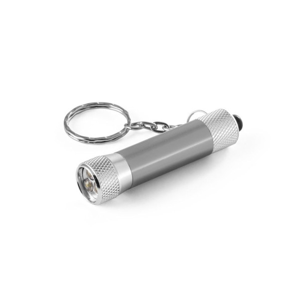 Porte-clés LERGAN en aluminium avec lampe de poche 3 LED - Accessoire publicitaire personnalisable