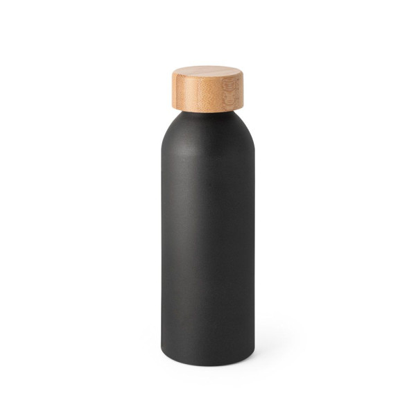 Bouteille QUETA en aluminium de 550mL avec bouchon en bambou - Personnalisable avec logo - BCM Goodies