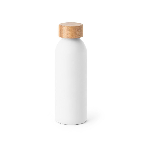 Bouteille QUETA en aluminium de 550mL avec bouchon en bambou - Personnalisable avec logo - BCM Goodies