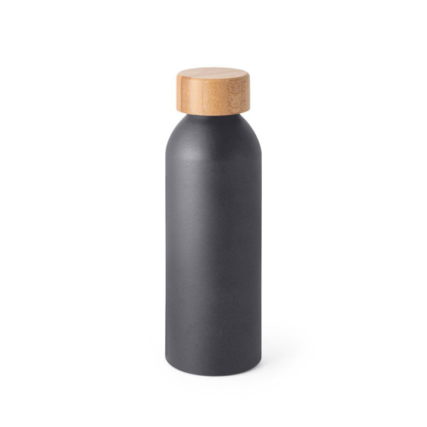 Bouteille QUETA en aluminium de 550mL avec bouchon en bambou - Personnalisable avec logo - BCM Goodies