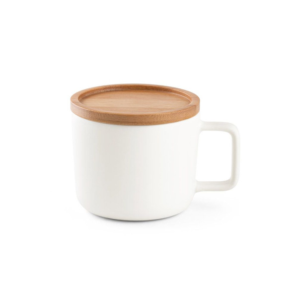 Tasse en céramique FANGIO de 220 mL avec couvercle et base en bambou - BCM Goodies