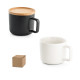 Tasse en céramique FANGIO de 220 mL avec couvercle et base en bambou - BCM Goodies