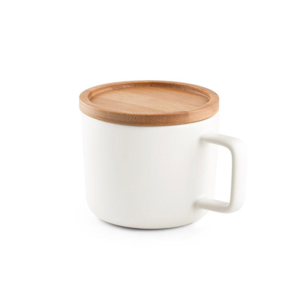 Tasse en céramique FANGIO de 220 mL avec couvercle et base en bambou - BCM Goodies