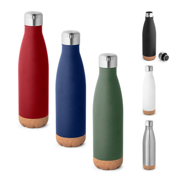 Thermos SOLBERG 560mL en acier inoxydable avec base en liège - Personnalisable pour entreprise