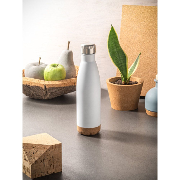 Thermos SOLBERG 560mL en acier inoxydable avec base en liège - Personnalisable pour entreprise