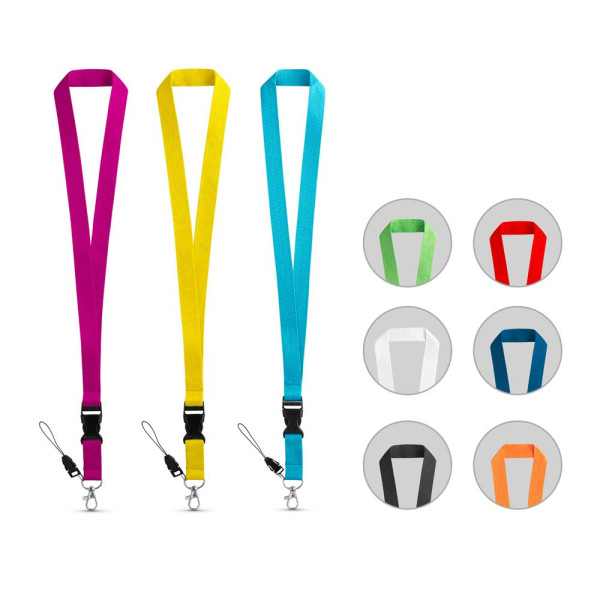 Tour de cou en polyester avec mousqueton en métal ANQUETIL - Accessoire promotionnel personnalisable | BCM Goodies
