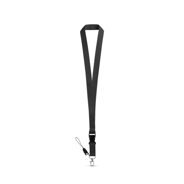 Tour de cou en polyester avec mousqueton en métal ANQUETIL - Accessoire promotionnel personnalisable | BCM Goodies