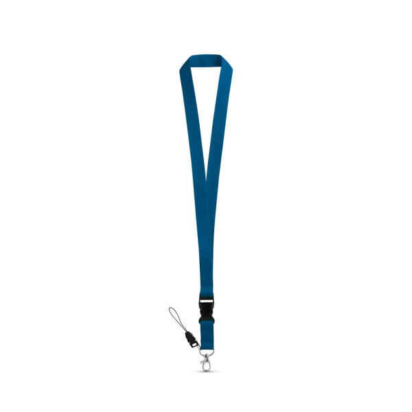 Tour de cou en polyester avec mousqueton en métal ANQUETIL - Accessoire promotionnel personnalisable | BCM Goodies