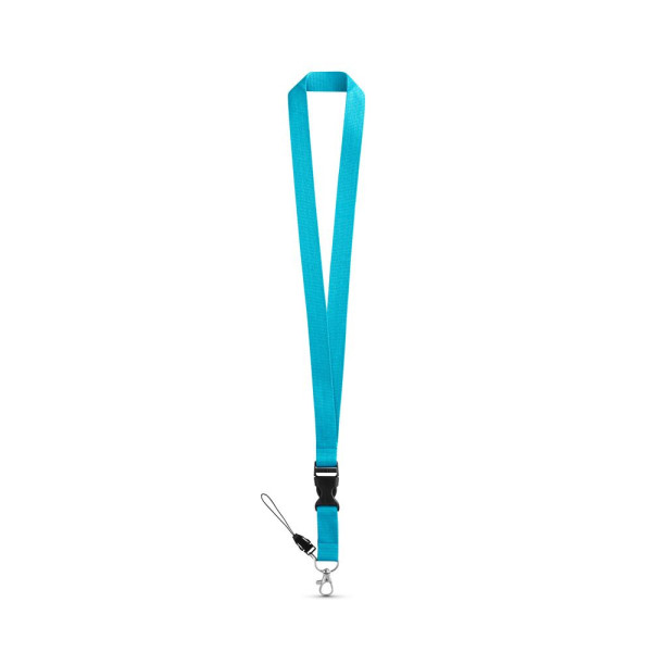 Tour de cou en polyester avec mousqueton en métal ANQUETIL - Accessoire promotionnel personnalisable | BCM Goodies