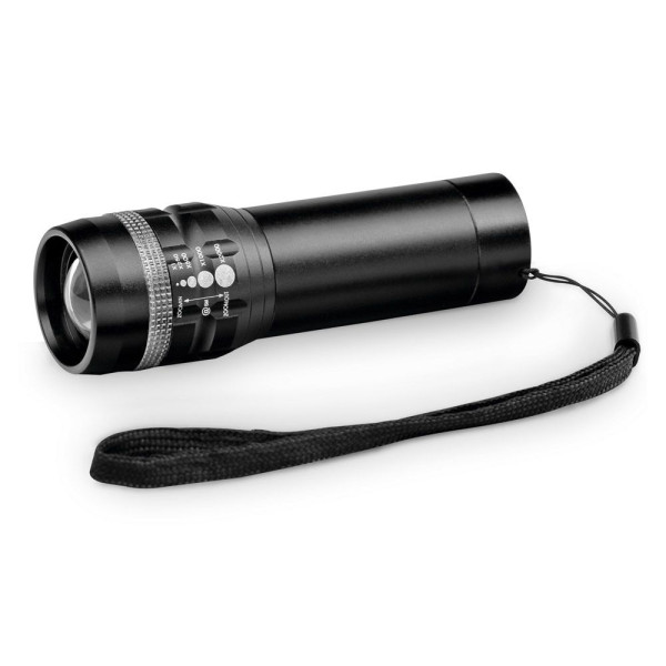 Lampe de poche ZOOMIN en aluminium avec fonction de zoom et 3 modes d'éclairage