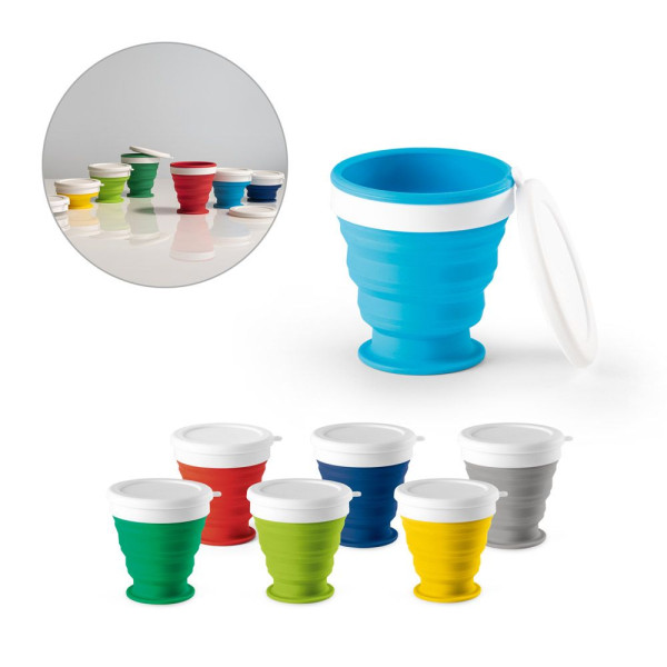 Verre de voyage pliable ASTRADA silicone et PP 250mL personnalisable - BCM Goodies