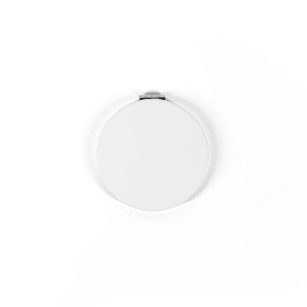 Miroir rond double face FREYA avec extérieur en PU mat - Objet publicitaire pour entreprises