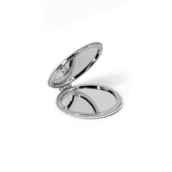 Miroir rond double face FREYA avec extérieur en PU mat - Objet publicitaire pour entreprises