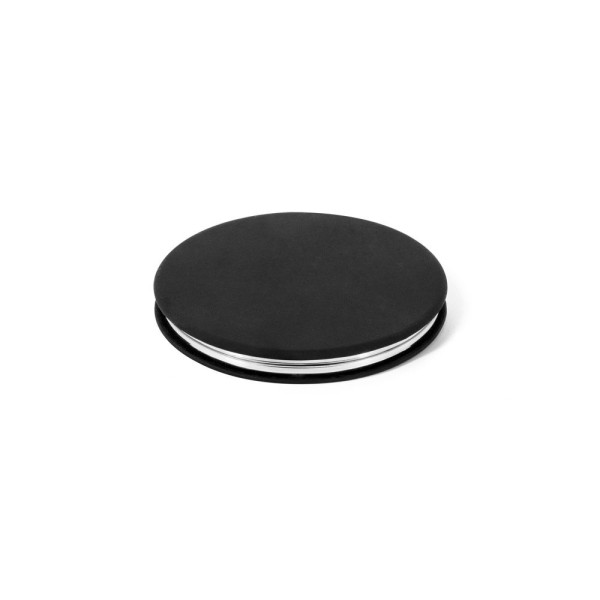 Miroir rond double face FREYA avec extérieur en PU mat - Objet publicitaire pour entreprises
