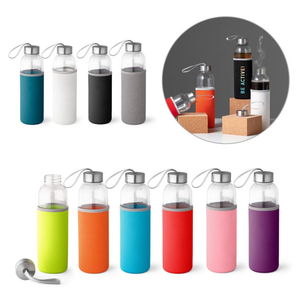 Bouteille de sport en verre et acier inoxydable 520 mL personnalisable pour entreprises - RAISE