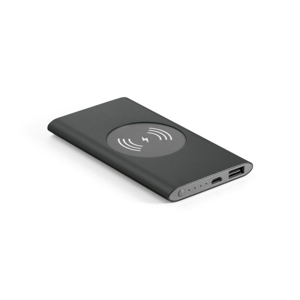 Power bank CASSINI 4 000 mAh avec chargeur sans fil 5W en aluminium recyclé - BCM Goodies