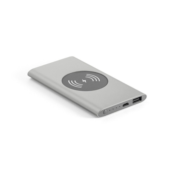 Power bank CASSINI 4 000 mAh avec chargeur sans fil 5W en aluminium recyclé - BCM Goodies