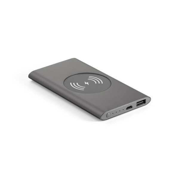 Power bank CASSINI 4 000 mAh avec chargeur sans fil 5W en aluminium recyclé - BCM Goodies