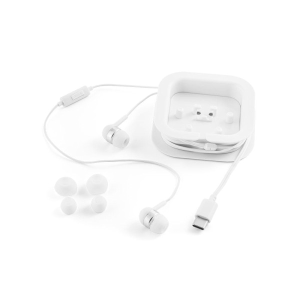 Écouteurs personnalisables avec câble USB-C de 1.2m et microphone intégré - BCM Goodies