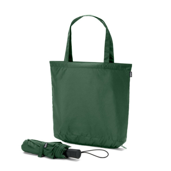 Parapluie 2 en 1 SKYLAR avec sac shopping en polyester recyclé - Goodies personnalisable pour entreprise