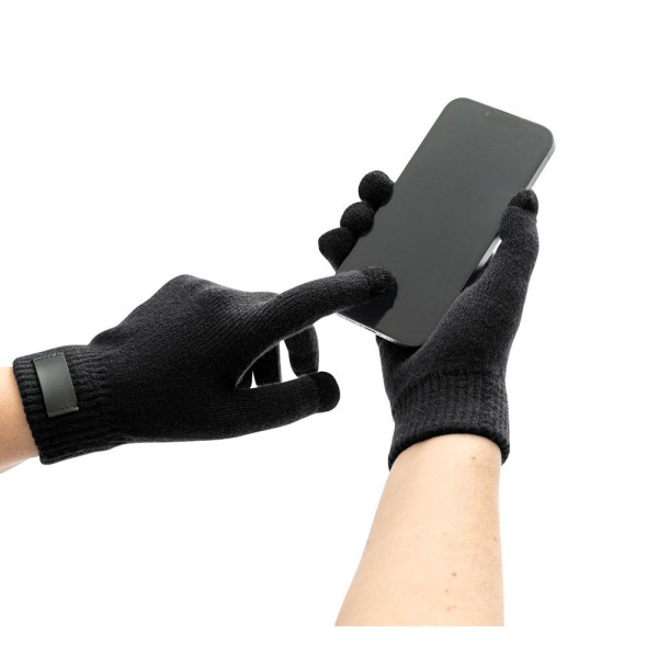 Gants en polyester recyclé (100% rPET) BURROW avec embouts tactiles - Personnalisables pour entreprises