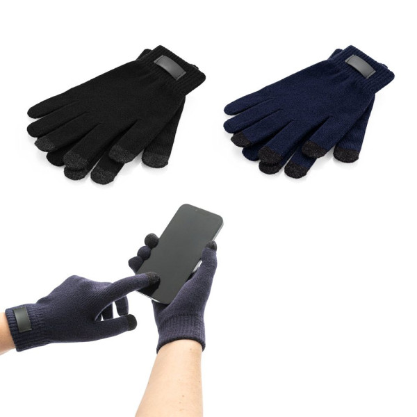 Gants en polyester recyclé (100% rPET) BURROW avec embouts tactiles - Personnalisables pour entreprises