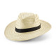 Chapeau de paille naturelle avec bande en polyester EDWARD POLI - Accessoire estival pour vos événements en extérieur | BCM Good